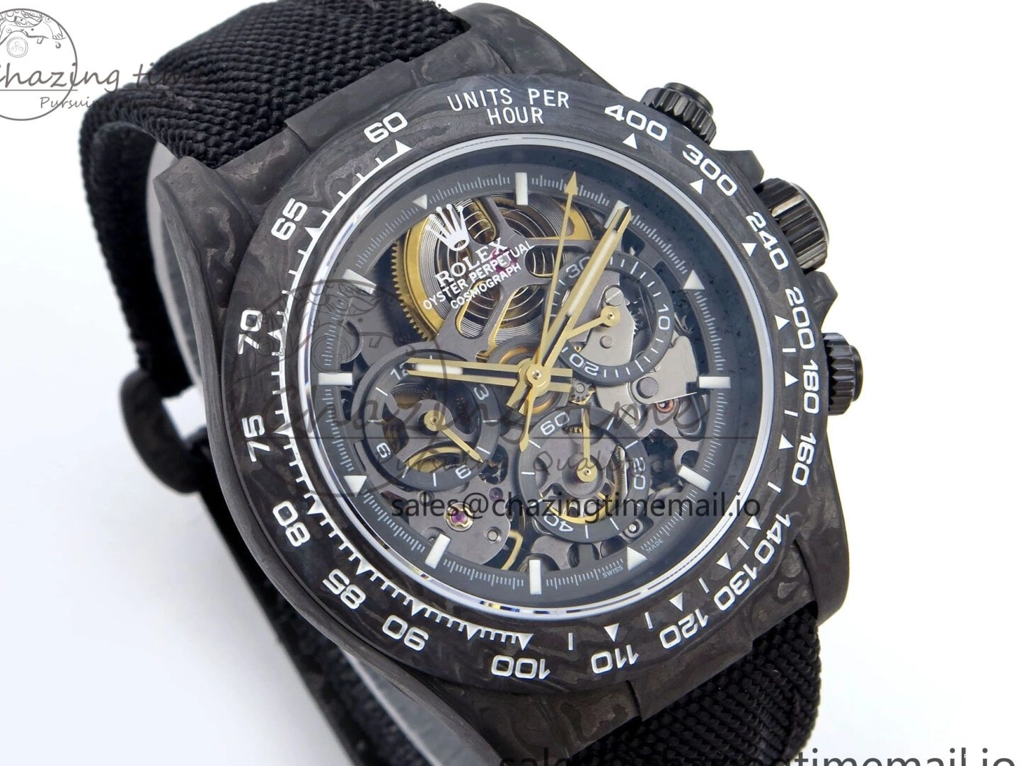 0119 Bright Daytona Diw 40mm N6F 1:1 Best Edition Gray Skeleton Dial Black Nylon Strap DD 892